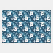 Feuille De Papier Cadeau Wonderland Snowflakes Snowfall Blue White (Devant 3)