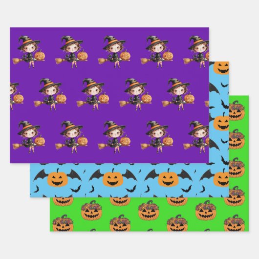 Feuille De Papier Cadeau Wrap Halloween de saison éffrayante Wrap Witchitch (Lot)