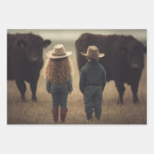 Feuille De Papier Cadeau Wrapping Paper Decoupage Farm Kids & Cattle  (Devant 3)