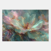 Feuille De Papier Cadeau Wrapping Paper for Decoupage Teal Gold Florals  (Devant 3)