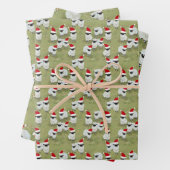 Feuille De Papier Cadeau wrapping paper holiday set with charming sheep (En situation)