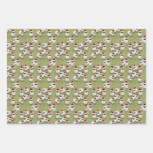 Feuille De Papier Cadeau wrapping paper holiday set with charming sheep (Devant)