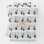 Feuille De Papier Cadeau Wrapping paper set with holiday penguins (En situation)