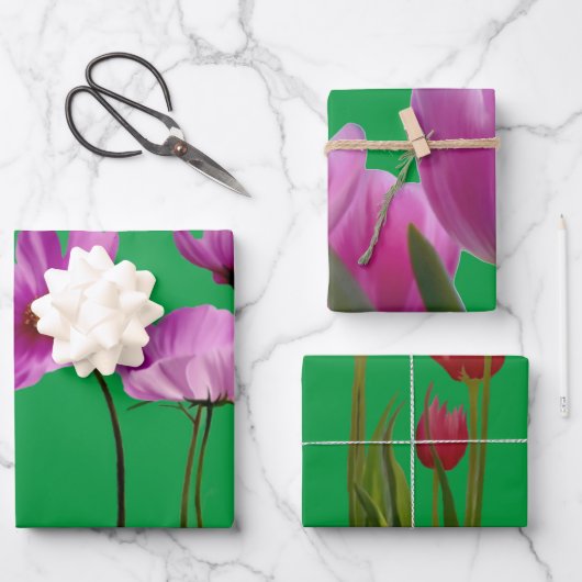 Feuille De Papier Cadeau Wrapping Paper Sheets Flower (Recto)