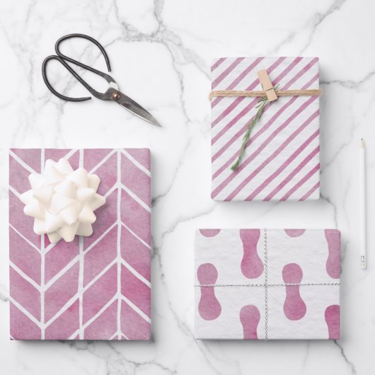 Feuille De Papier Cadeau Wrapping Paper Sheets - Pink Pattern (Recto)