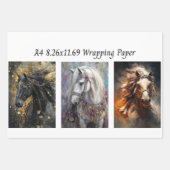 Feuille De Papier Cadeau Wrapping Papers Decoupage 9 A4 Horses (Devant 3)