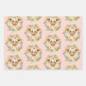 Feuille De Papier Cadeau Wreath Highland Cow Baby shower (Devant)
