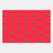 Feuille De Papier Cadeau Wren Bird Chantant Vivid Rouge (Devant 3)