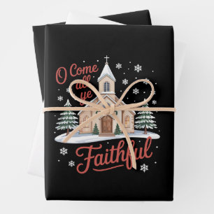 Feuille De Papier Cadeau Xmas Ô venez tous fidèles Religieux Chrétien