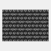 Feuille De Papier Cadeau XOXO Hugs & Baisers Brush Script noir et blanc (Devant)