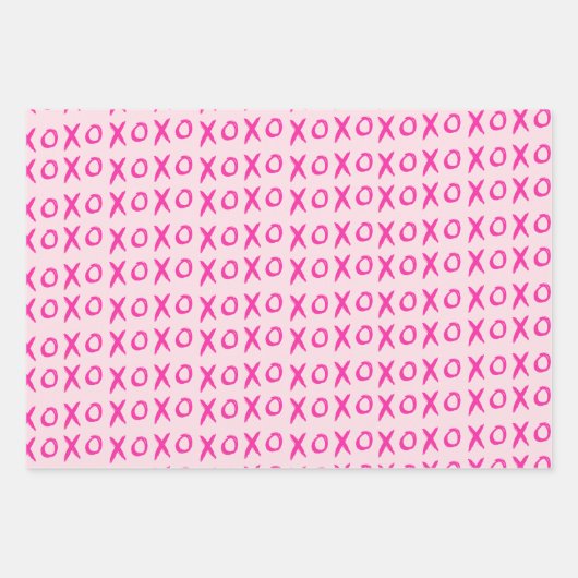 Feuille De Papier Cadeau XOXO Saint-Valentin Saint-Galentin Rose-FROID (Devant)