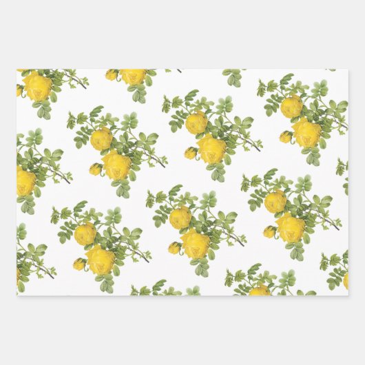 Feuille De Papier Cadeau Yellow Rose Pattern (Devant)