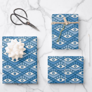 Feuille De Papier Cadeau Yeux bleus