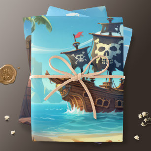 Feuille De Papier Cadeau Yo Ho Ho ! Anniversaire de Pirate Paradise Island