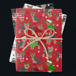 Feuille De Papier Cadeau Yorkie Christmas Yorkshire Terrier Dog<br><div class="desc">Chiens du Yorkshire Terrier mignon avec des manteaux courts et découpés,  habillés de tenues de vacances festives,  chapeaux de Père Noël et chandails de Jacquard avec motif de décorations de Noël éparpillées.</div>