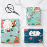 Feuille De Papier Cadeau Yule cool | Père Noël tropicale moderne du milieu<br><div class="desc">Créez un papier d'emballage personnalisé et un emballage cadeau personnalisé pour toutes les occasions. Lorsque vous donnez un cadeau emballé dans du papier d'emballage personnalisé, il est sûr de mettre un sourire sur le visage de chacun! Ajoutez votre libellé personnalisé à cette conception à l'aide des cases "Modifier ce modèle...</div>