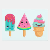 Feuille De Papier Cadeau Yummy Ice Cream Trio Vibe été (Devant 2)