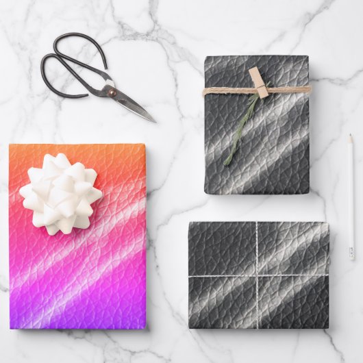 Feuille De Papier Cadeau Zany lignes modernes brillantes ou grèves (Recto)