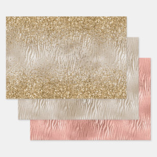 Feuille De Papier Cadeau Zebra Print Glam Gold