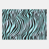 Feuille De Papier Cadeau Zebra Print Noir et Turquoise Turquoise et Blanc (Devant)