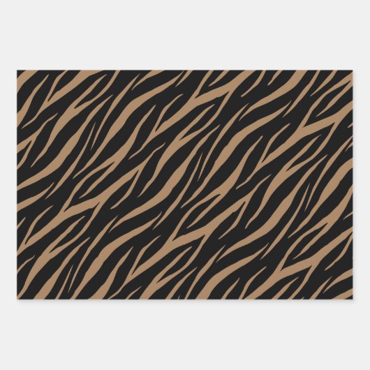 Feuille De Papier Cadeau Zebra Tiger & Tabby Imprimer Joli Motif moderne (Devant 3)