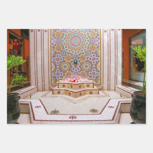 Feuille De Papier Cadeau zellij marocain, mosaïque (Devant)