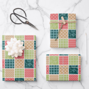 Feuille De Papier Cadeau Zigzag, Chevron, En vichy, Pois, Patchwork