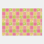 Feuille De Papier Cadeau Zigzag, Chevron, Pois, En vichy, Patchwork (Devant 3)