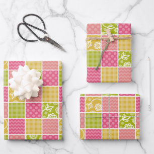 Feuille De Papier Cadeau Zigzag, Chevron, Pois, En vichy, Patchwork