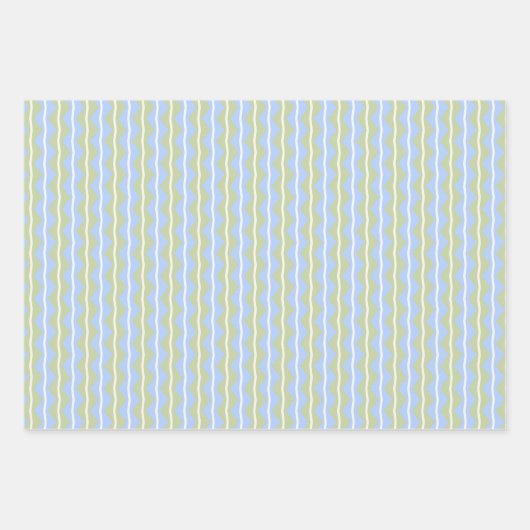 Feuille De Papier Cadeau Zigzag Chevron Stripes - Bleu, Vert et Ivoire pâle (Devant)