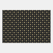 Feuille De Papier Cadeau ZigZag Stars Noir Et Or Motif (Devant 3)