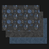 Feuille De Papier Cadeau Zodiaque magic | Dark Navy Blue Gothic Skull