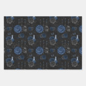 Feuille De Papier Cadeau Zodiaque magic | Dark Navy Blue Gothic Skull (Devant)