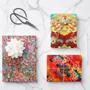 Feuille De Papier Cadeau Zsa Zsa Paisley, Mah Jongg et Melange