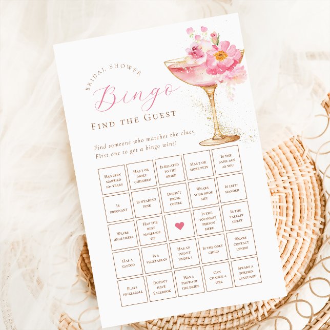 Feuille de papier de bingo de douche de mariée flo (Créateur téléchargé)