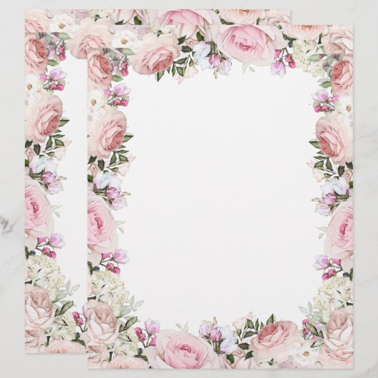 Feuille de papier de fleurs rose (Devant / Derrière)