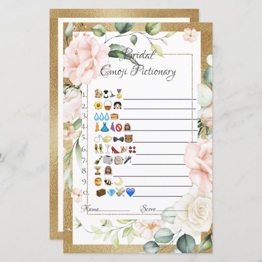 Feuille de papier de jeu Emoji Pictionary (Devant / Derrière)