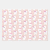 Feuille de papier de première dent rose Jeu de 3 (Devant)