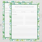 Feuille de papier de recette vert shamrocks blanc (Devant / Derrière)