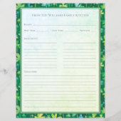 Feuille de papier de recette verte aux trèfles de (Dos)
