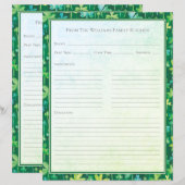 Feuille de papier de recette verte aux trèfles de (Devant / Derrière)