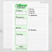 Feuille de papier de recette vierge modifiable à r (Devant / Derrière)