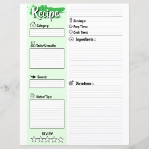 Feuille de papier de recette vierge modifiable à r