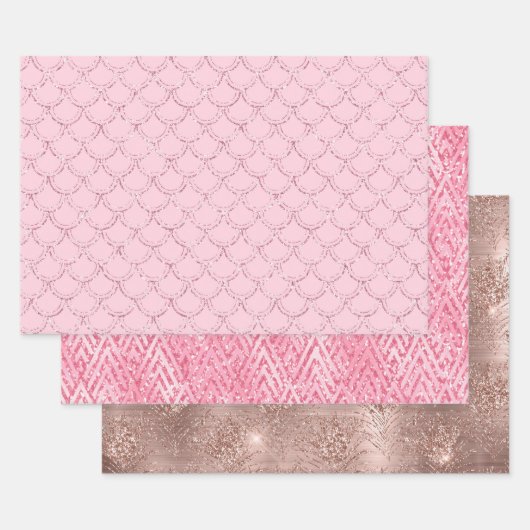 Feuille de papier d'emballage tendance rose or pai (Lot)
