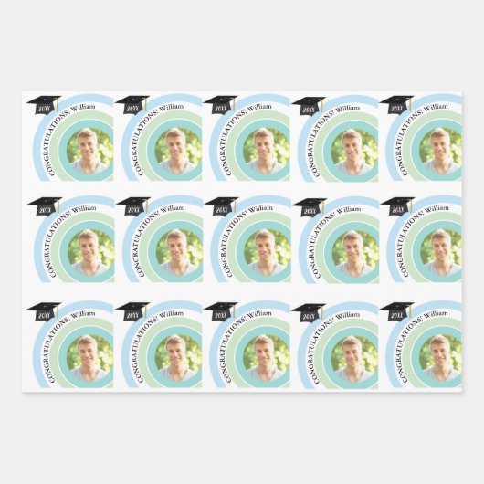 Feuille de papier d'enveloppement bleu et vert (Devant)