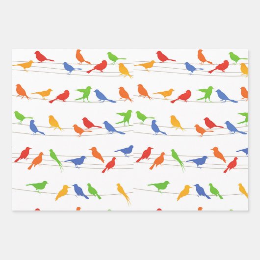 Feuille de papier d'enveloppement cadeau d'oiseaux (Devant 3)