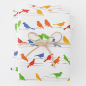 Feuille de papier d'enveloppement cadeau d'oiseaux (En situation)