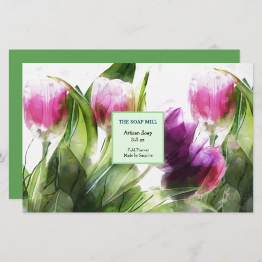 Feuille de papier d'enveloppement de savon artisan (Devant / Derrière)