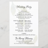 Feuille de papier du programme de mariage à l'aqua (Dos)