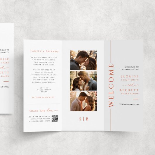 Feuille de papier du programme de mariage triplé o